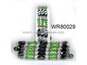 36inch Green Crystal,Alloy Magnetic Wrap Bracelet Necklace All in One Set